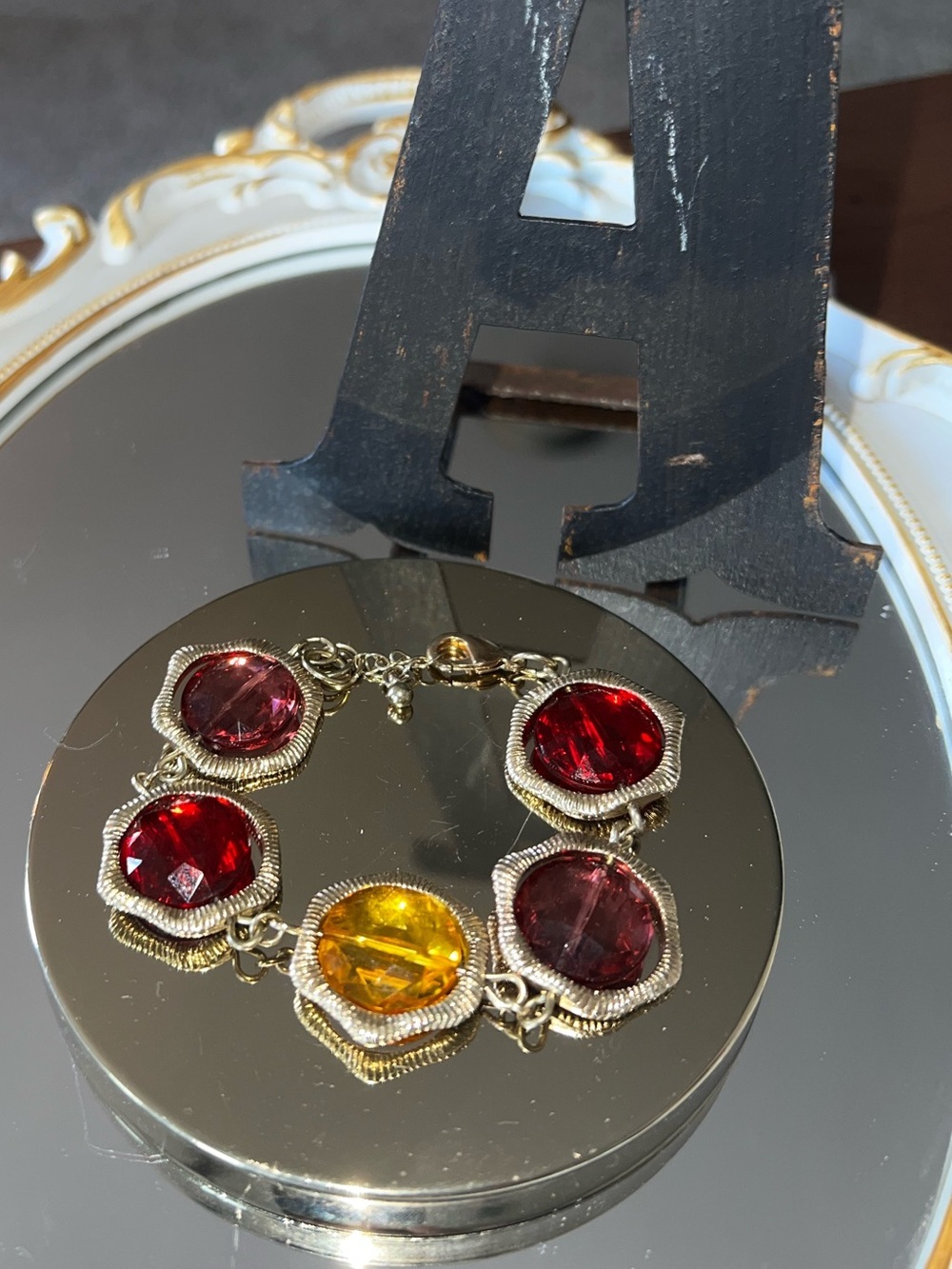 Chain Necklace & Bracelet Set with Faceted Stones - Picture 7 of 8